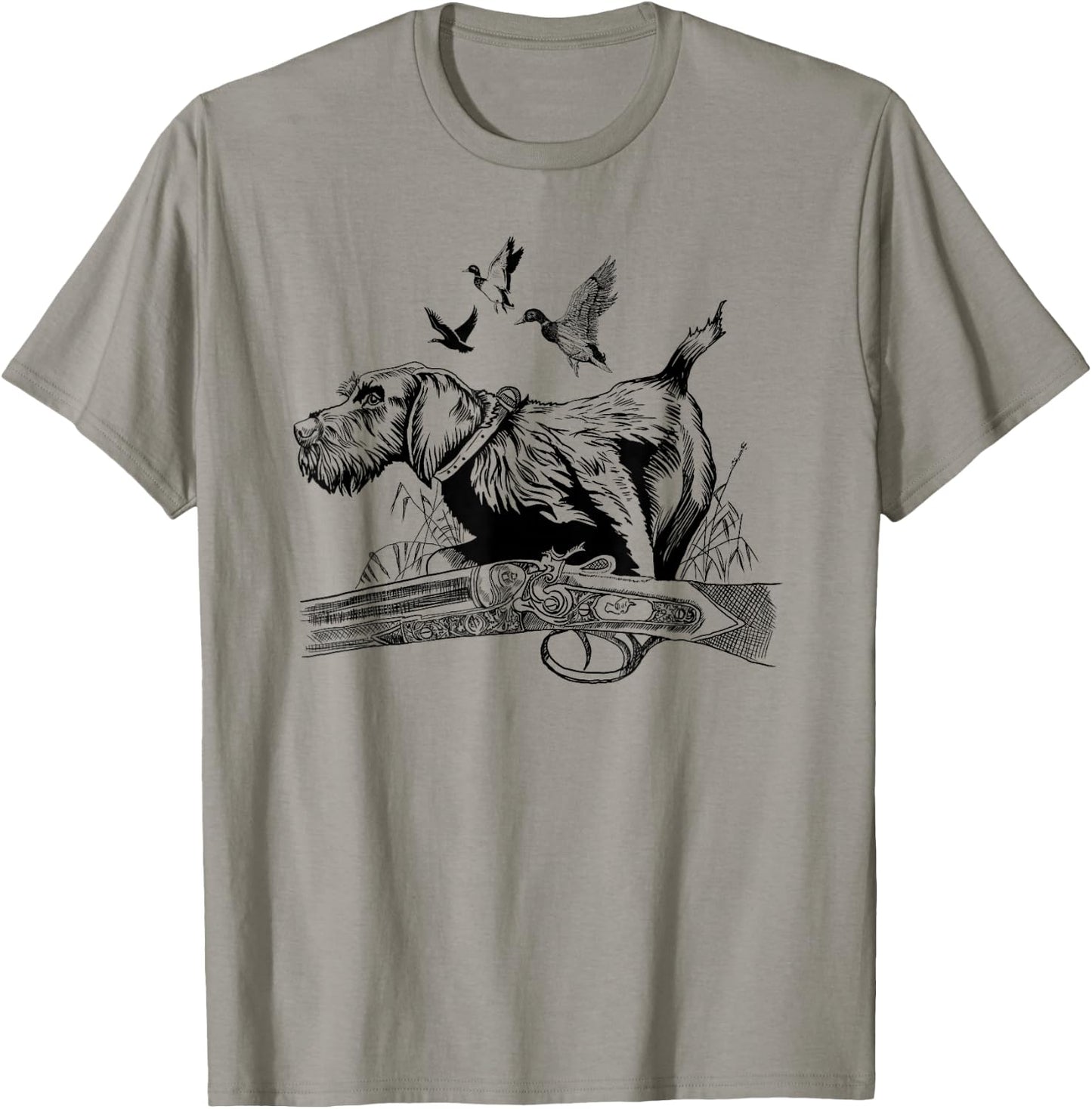 German Wirehaired Hunting Dog Hunter Dog Head Beard Retro T-Shirt - T-Shirt | Sand