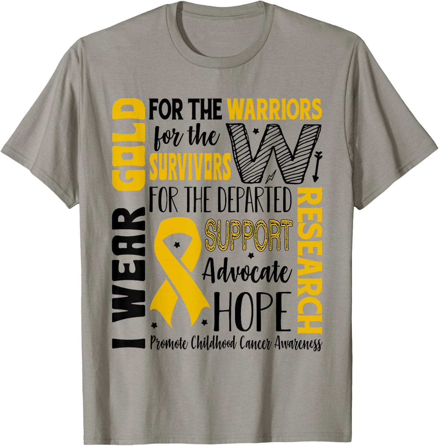 Gold for a Child Fight Warriors Childhood Cancer Awareness T-Shirt - T-Shirt | Sand