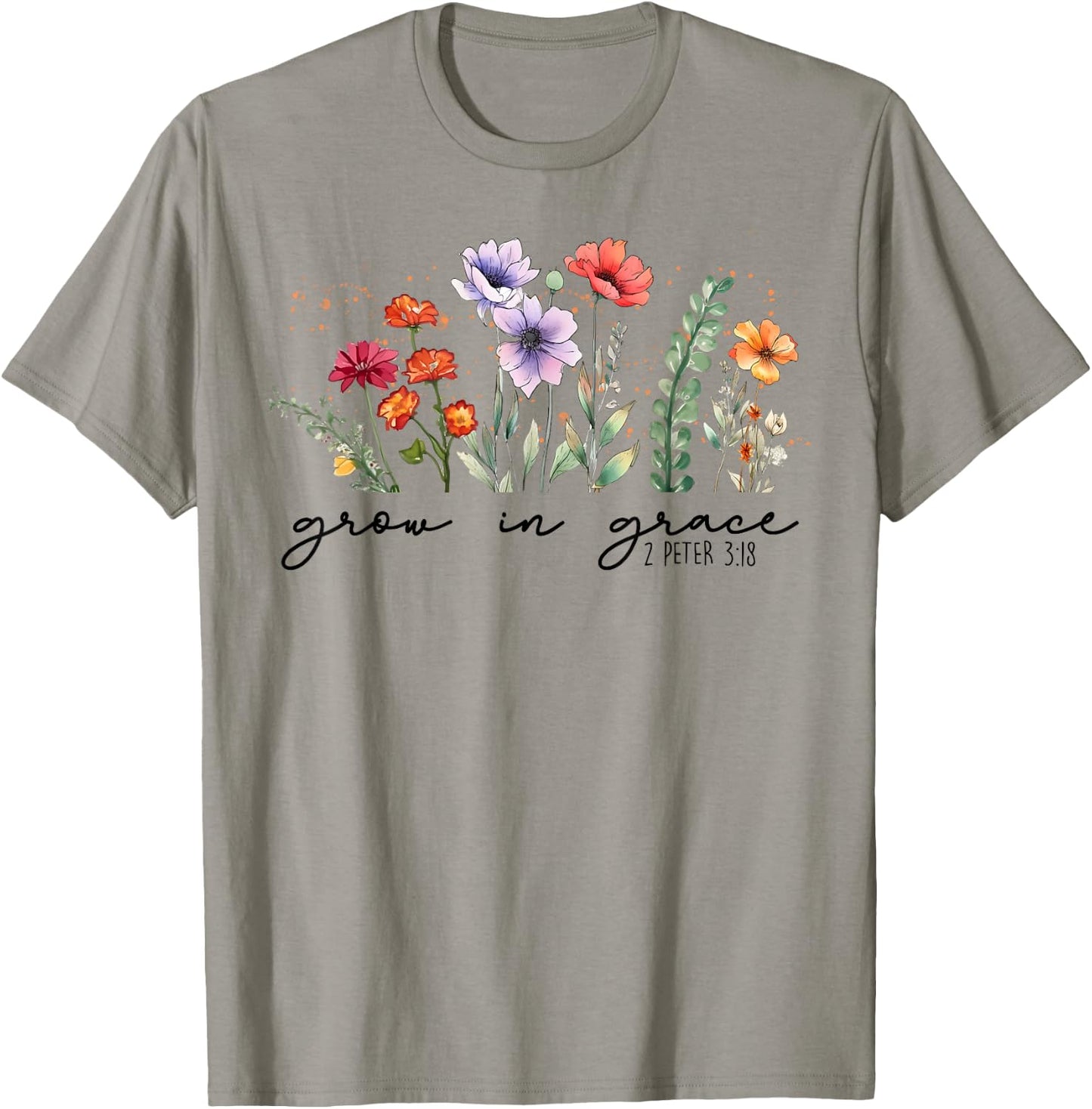 Cute Wildflower Grow In Grace Religious Faith Christ T-Shirt - T-Shirt | Sand