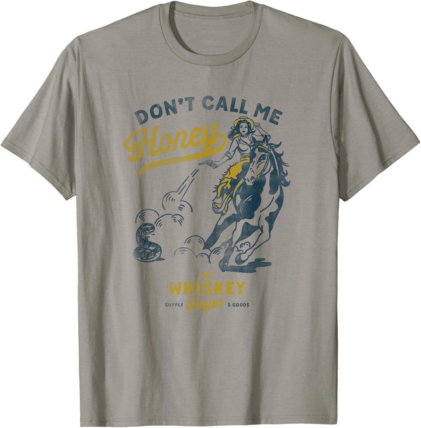 Don't Call Me Honey: Western Pinup Cowgirl On Horseback T-Shirt - T-Shirt | Sand