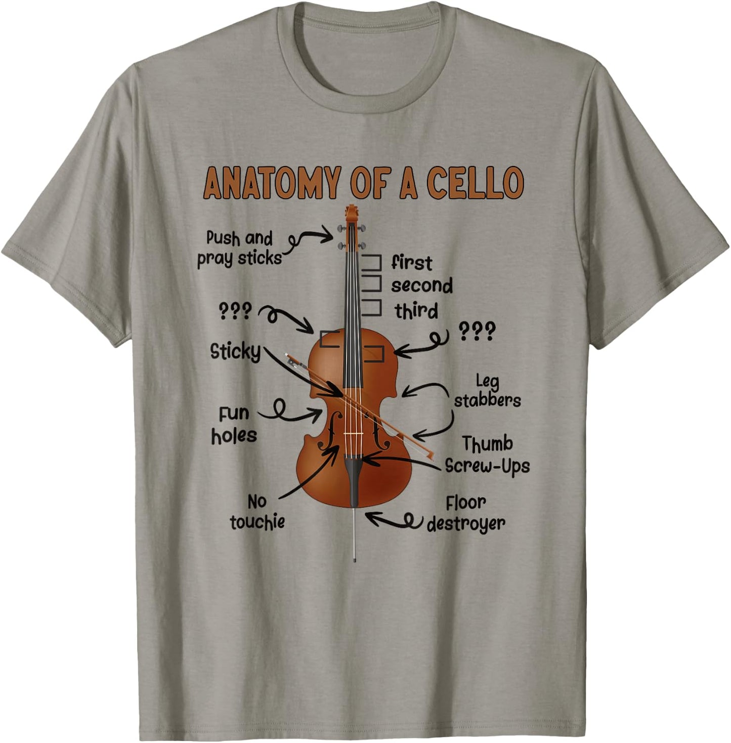 Anatomy Of A Cello Cellist Cello Lover Cello Player T-Shirt - T-Shirt | Sand