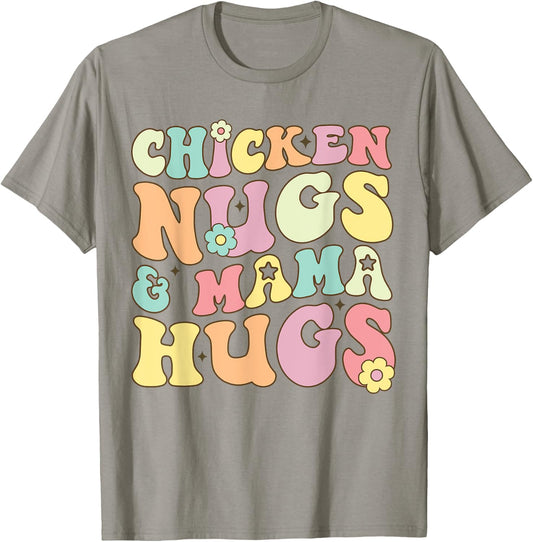 Retro Groovy Chicken Nugs and Mama Hugs Toddler Nuggets T-Shirt - T-Shirt | Sand