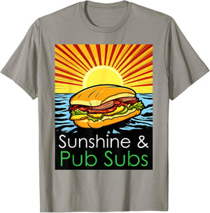 Sunshine and Pub Subs Funny Cute Beach Lover Sunset T-Shirt - T-Shirt | Sand