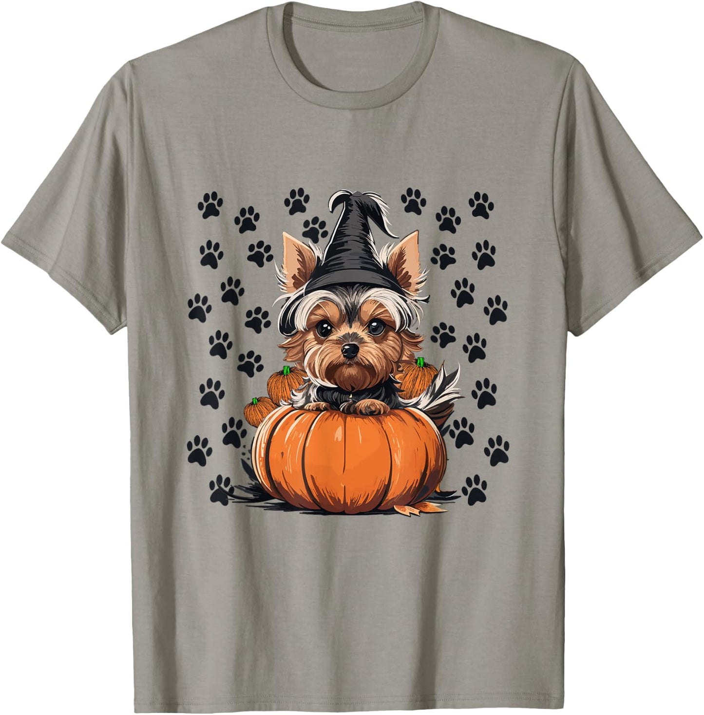 Yorkie Halloween Costume Pumpkin Men Women Kids Dog T-Shirt - T-Shirt | Sand