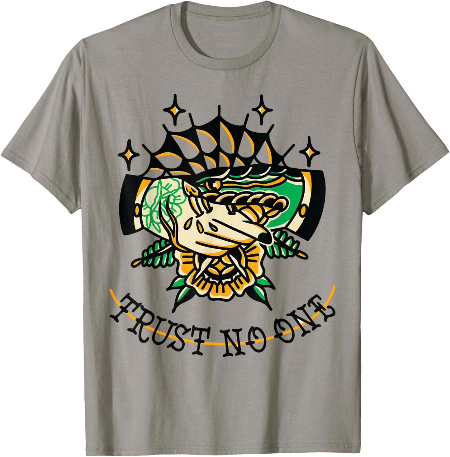 Trust No One Alternative Traditional Tattoo Flash Edgy Snake T-Shirt - T-Shirt | Sand