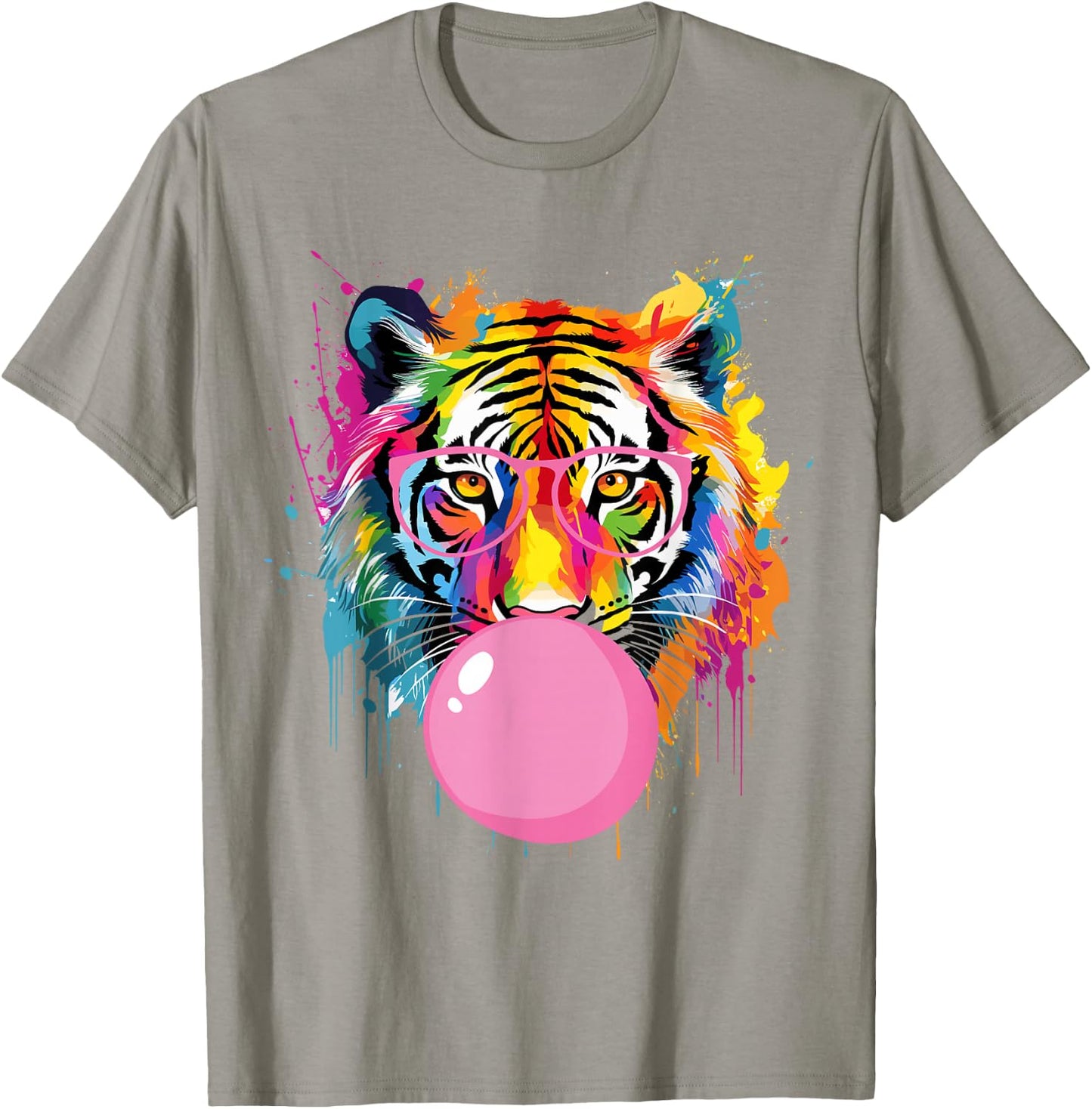 Cool Big Tiger Bubble Gum Coloring Glasses Mama Women Lover T-Shirt - T-Shirt | Sand