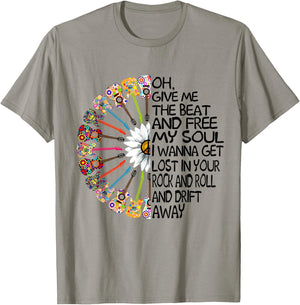 Oh Give Me The Beat And Free My Soul Hippie Guitar Daisy T-Shirt - T-Shirt | Sand