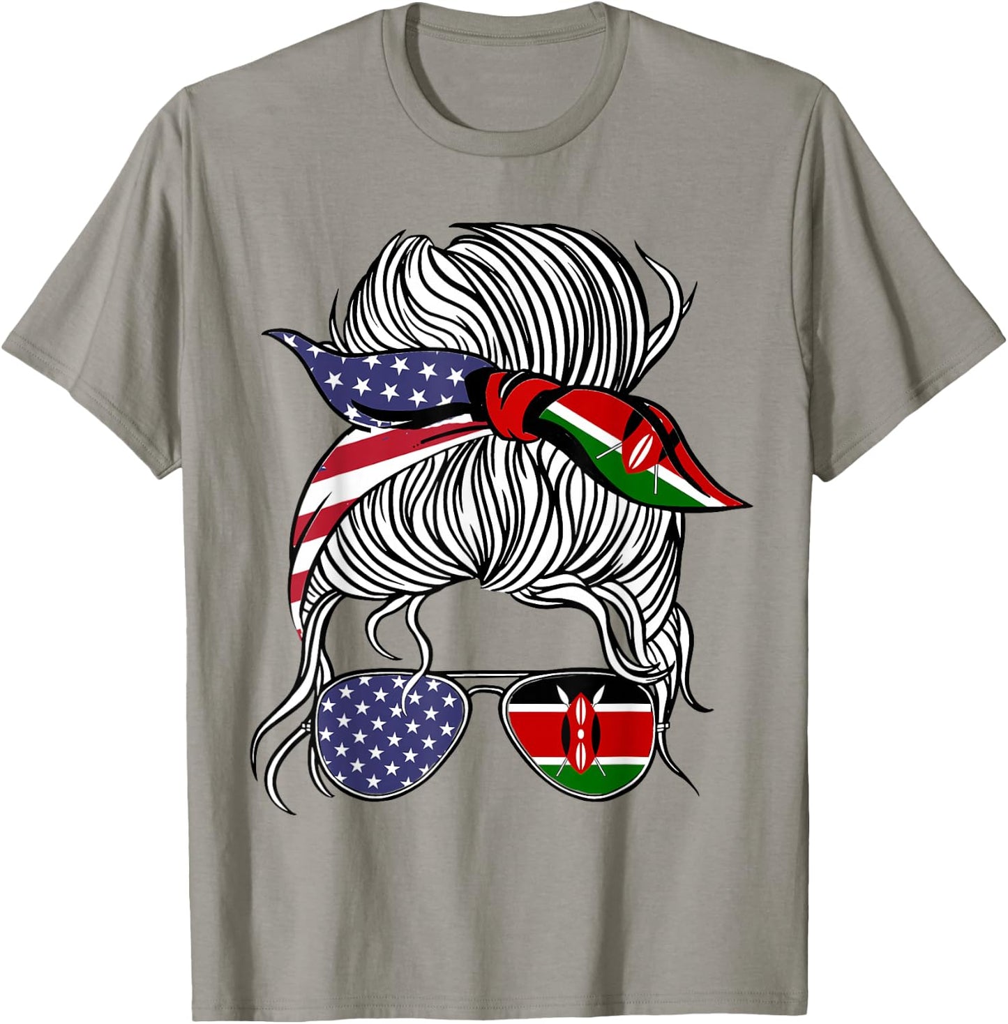 American Kenyan Patriot Flag Women Girl Kenya Grown T-Shirt - T-Shirt | Sand