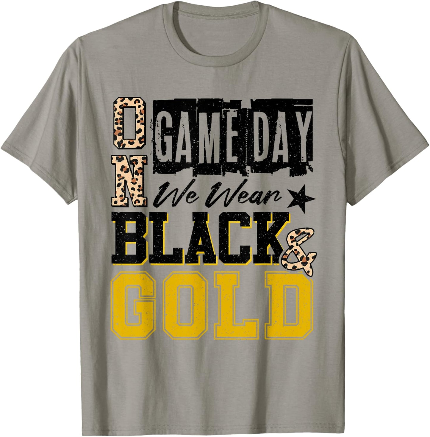 On Gameday Football We Wear Black And Gold School Spirit T-Shirt - T-Shirt | Sand