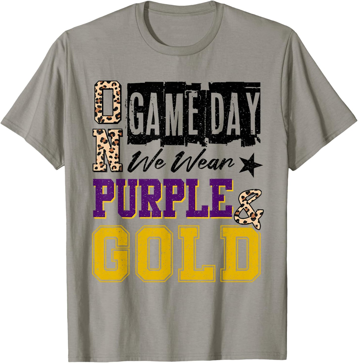 On Gameday Football We Wear Purple And Gold School Spirit T-Shirt - T-Shirt | Sand
