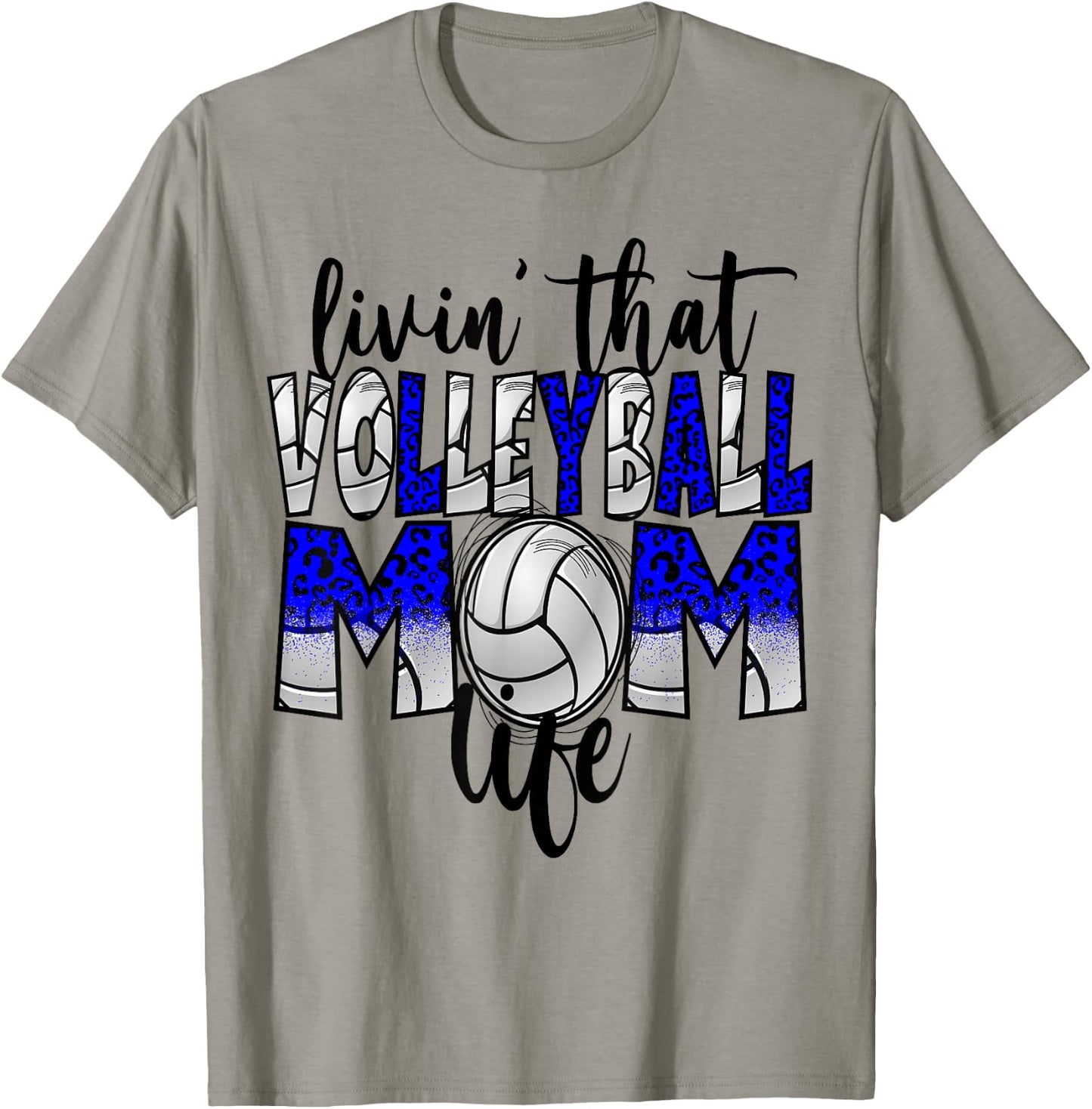 Living That Volleyball Mom Life Blue Leopard T-Shirt - T-Shirt | Sand