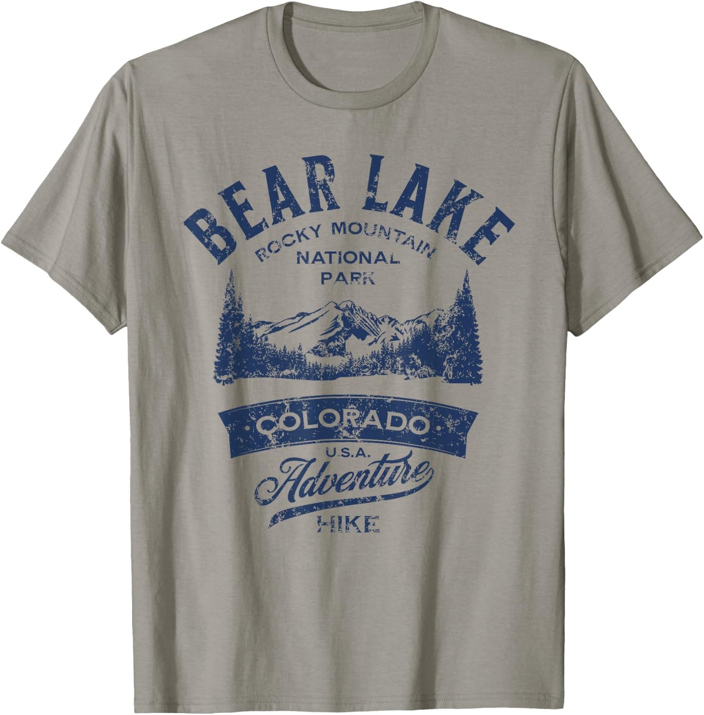 Bear Lake Rocky Mountain National Park Distressed Design T-Shirt - T-Shirt | Sand
