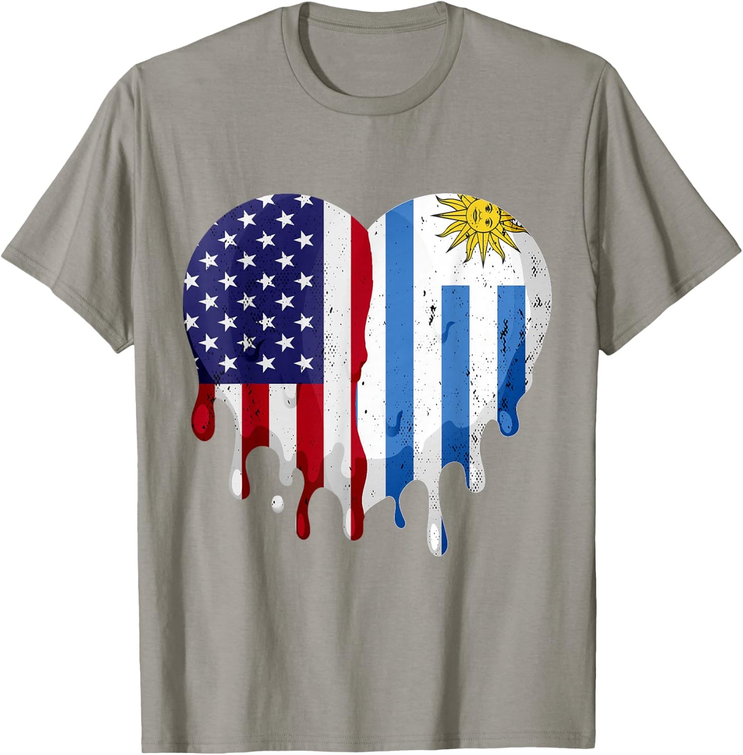 American Uruguayan Hispanic Heritage Month Flag Heart T-Shirt - T-Shirt | Sand