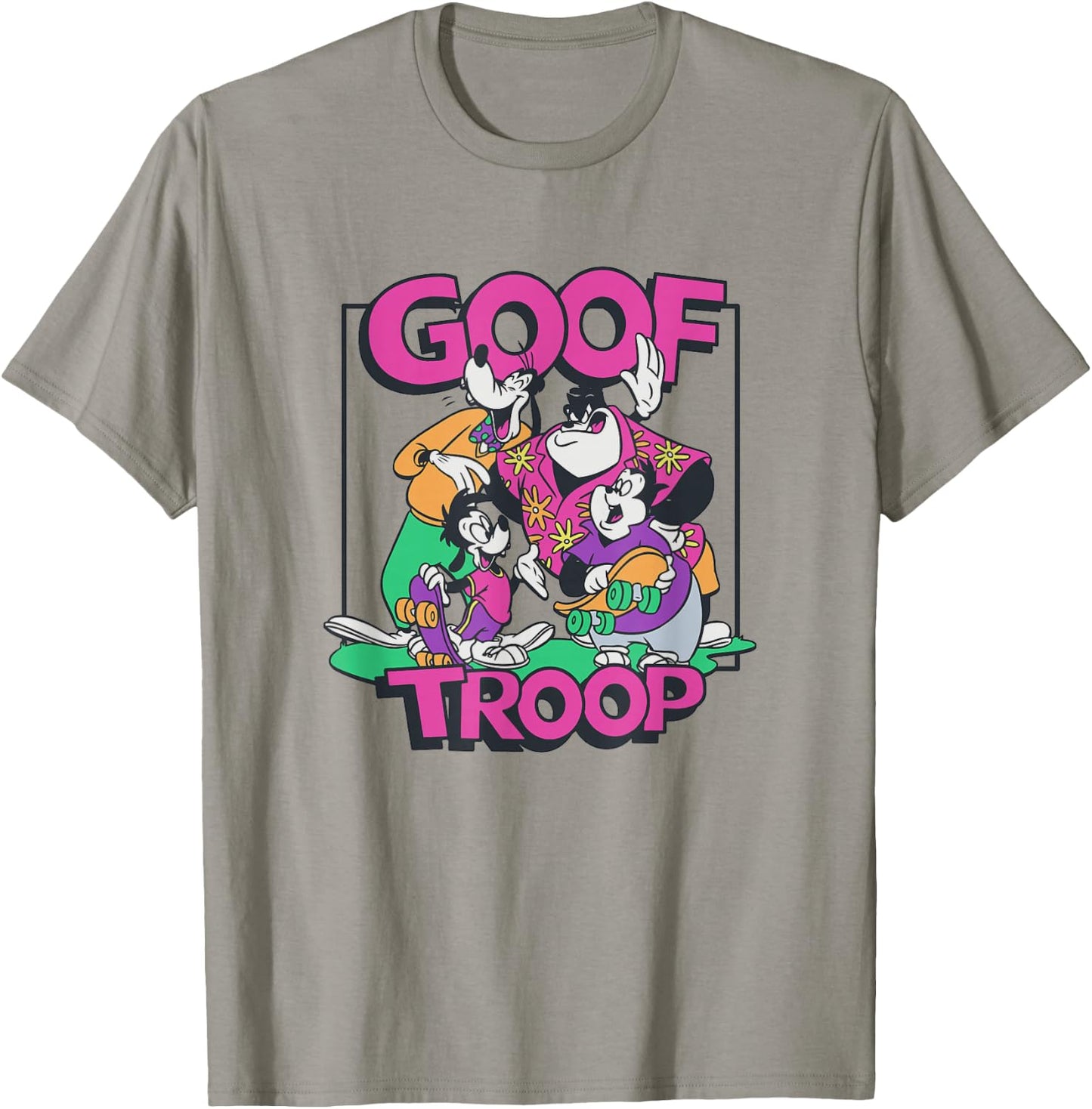 Disney A Goofy Movie Goof Troop Neon Group Shot Portrait T-Shirt - T-Shirt | Sand