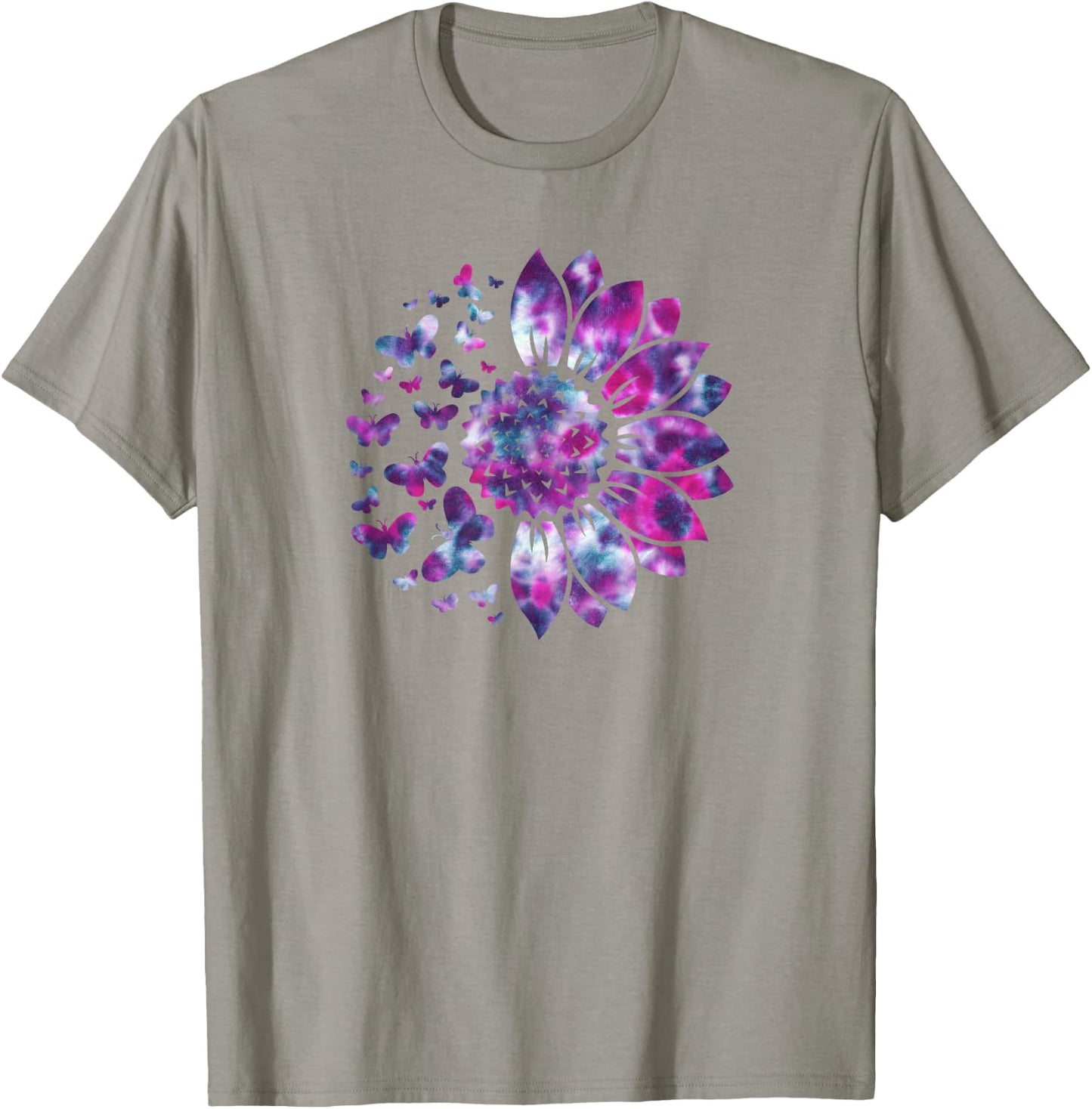 Sunflower Sun Flower Tie Dye Daisy Butterflies Women Girls T-Shirt - T-Shirt | Sand