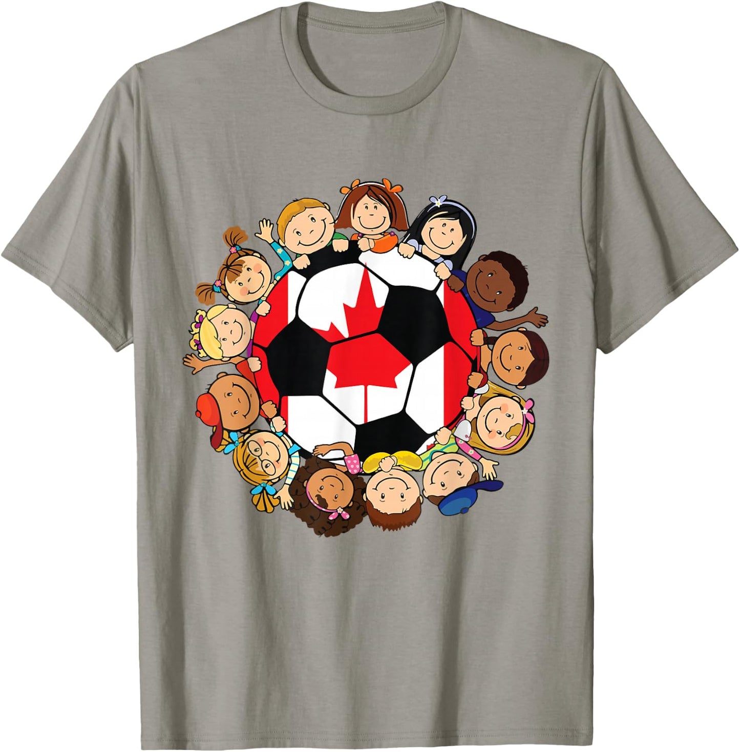 Canada Soccer Ball Kids Toddler Girls Around Canadian Flag T-Shirt - T-Shirt | Sand