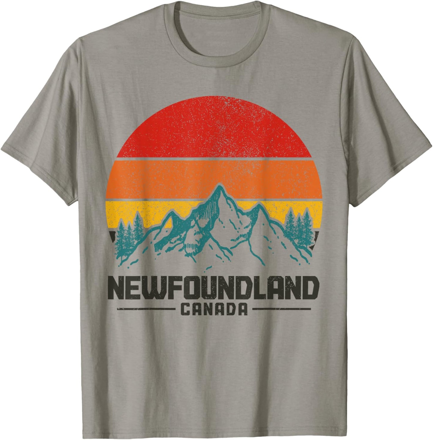 Newfoundland Canada Vintage Mountains Hiking Nature Canadian T-Shirt - T-Shirt | Sand