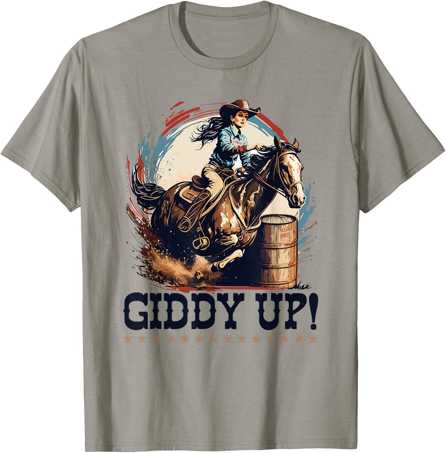 Barrel Racing Rodeo Cowgirl, Giddy Up, Barrel Racer T-Shirt - T-Shirt | Sand