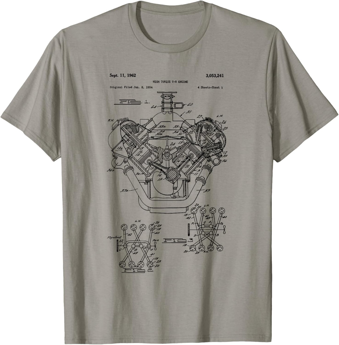 Vintage Engine Block Blueprint Diagram – Men's Car Graphic T-Shirt - T-Shirt | Sand