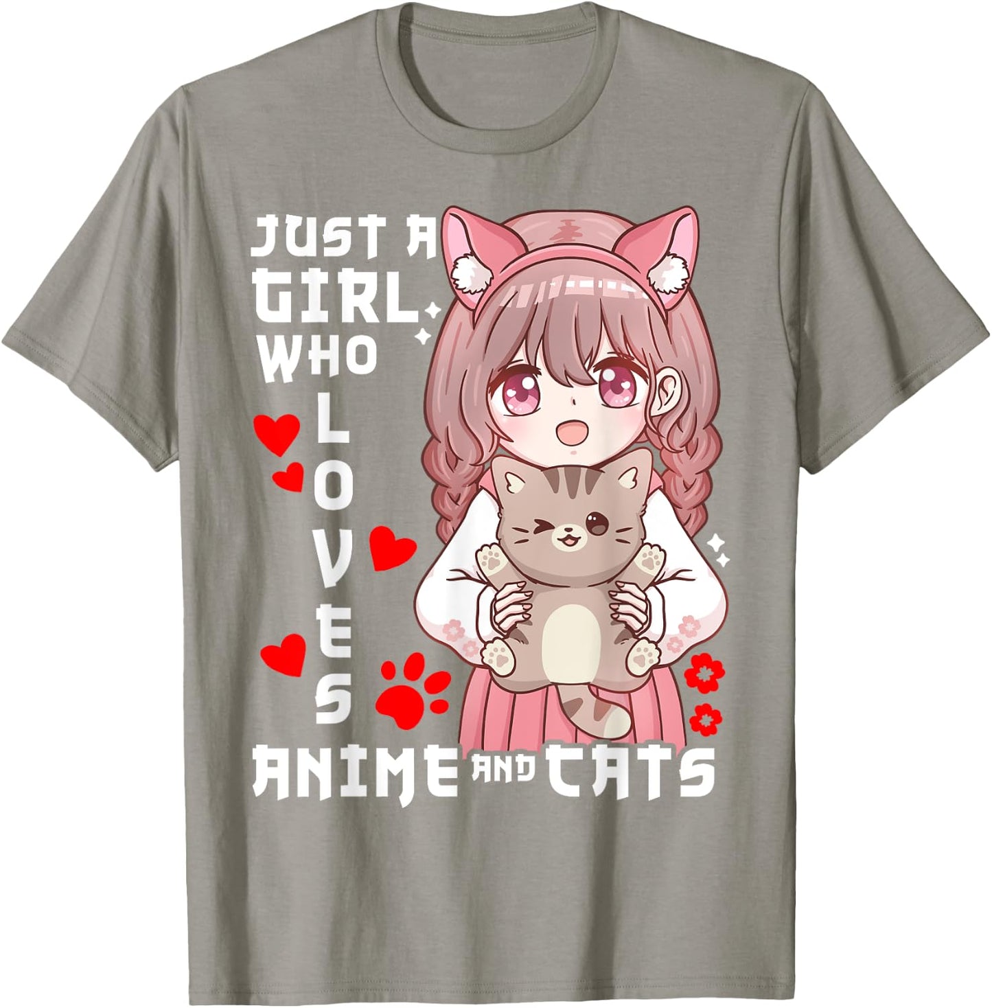 Anime Cat Girl Just a Girl Who Loves Anime and Cats T-Shirt - T-Shirt | Sand