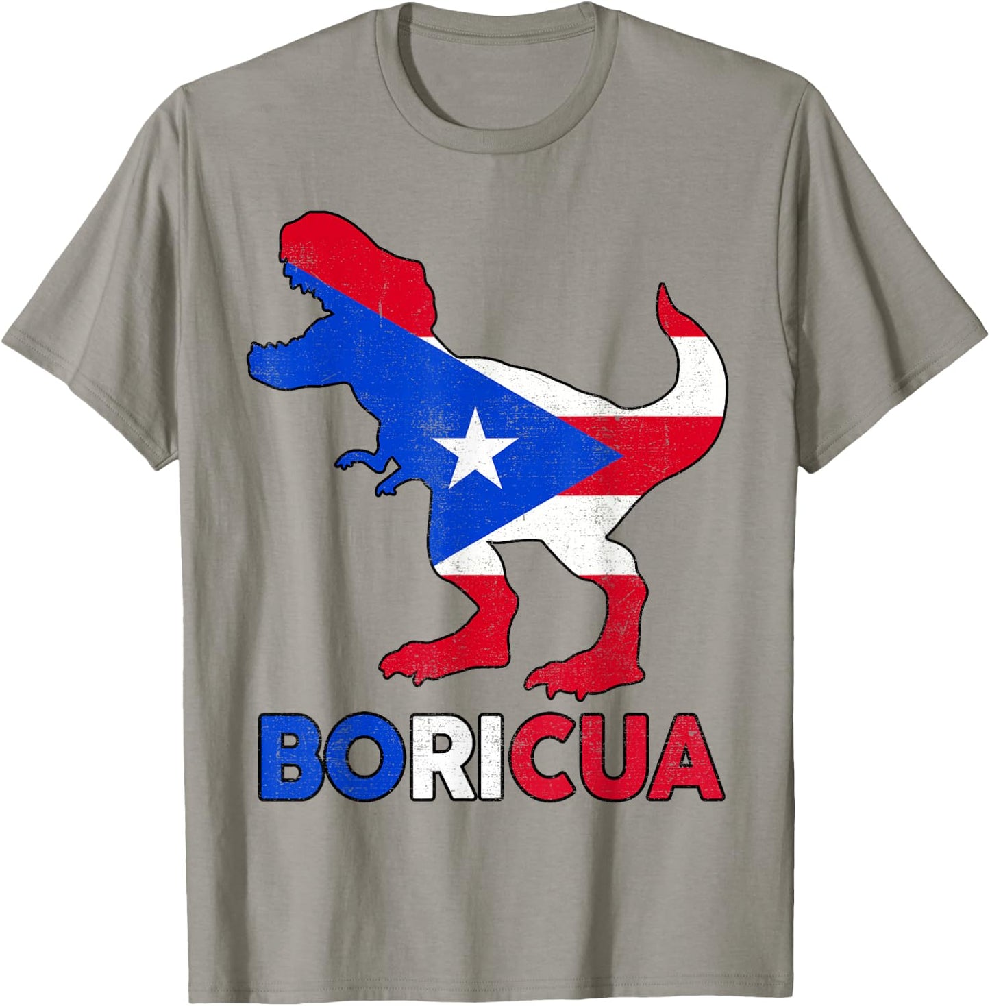 Boricua Puerto Rico Boys Dino Rican Flag Hispanic Heritage T-Shirt - T-Shirt | Sand