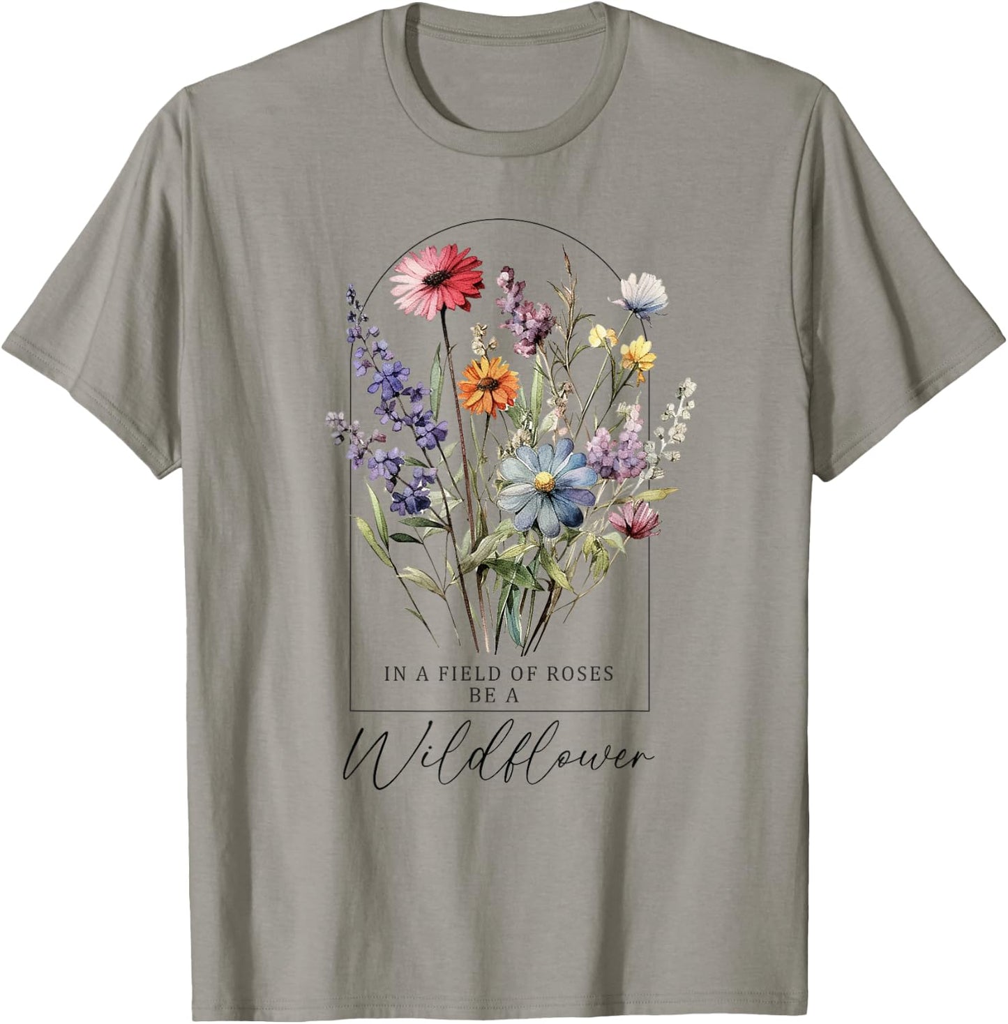 Summer Flowers Graphic Gardening Blooming Floral Wildflower T-Shirt - T-Shirt | Sand
