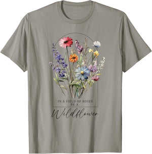 Summer Flowers Graphic Gardening Blooming Floral Wildflower T-Shirt - T-Shirt | Sand