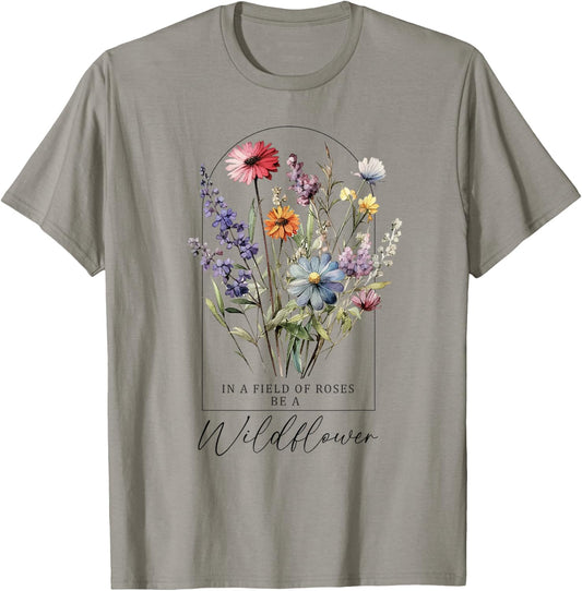 Summer Flowers Graphic Gardening Blooming Floral Wildflower T-Shirt - T-Shirt | Sand