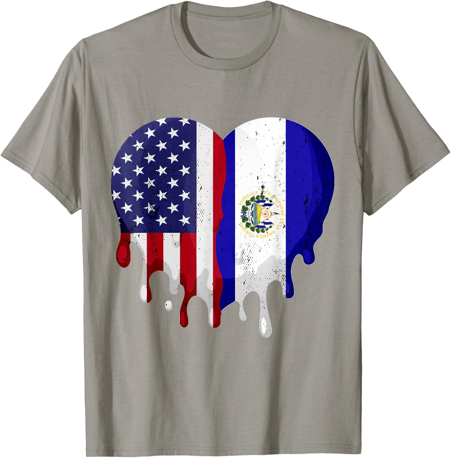 American Salvadoran Hispanic Heritage Month Flag Heart T-Shirt - T-Shirt | Sand