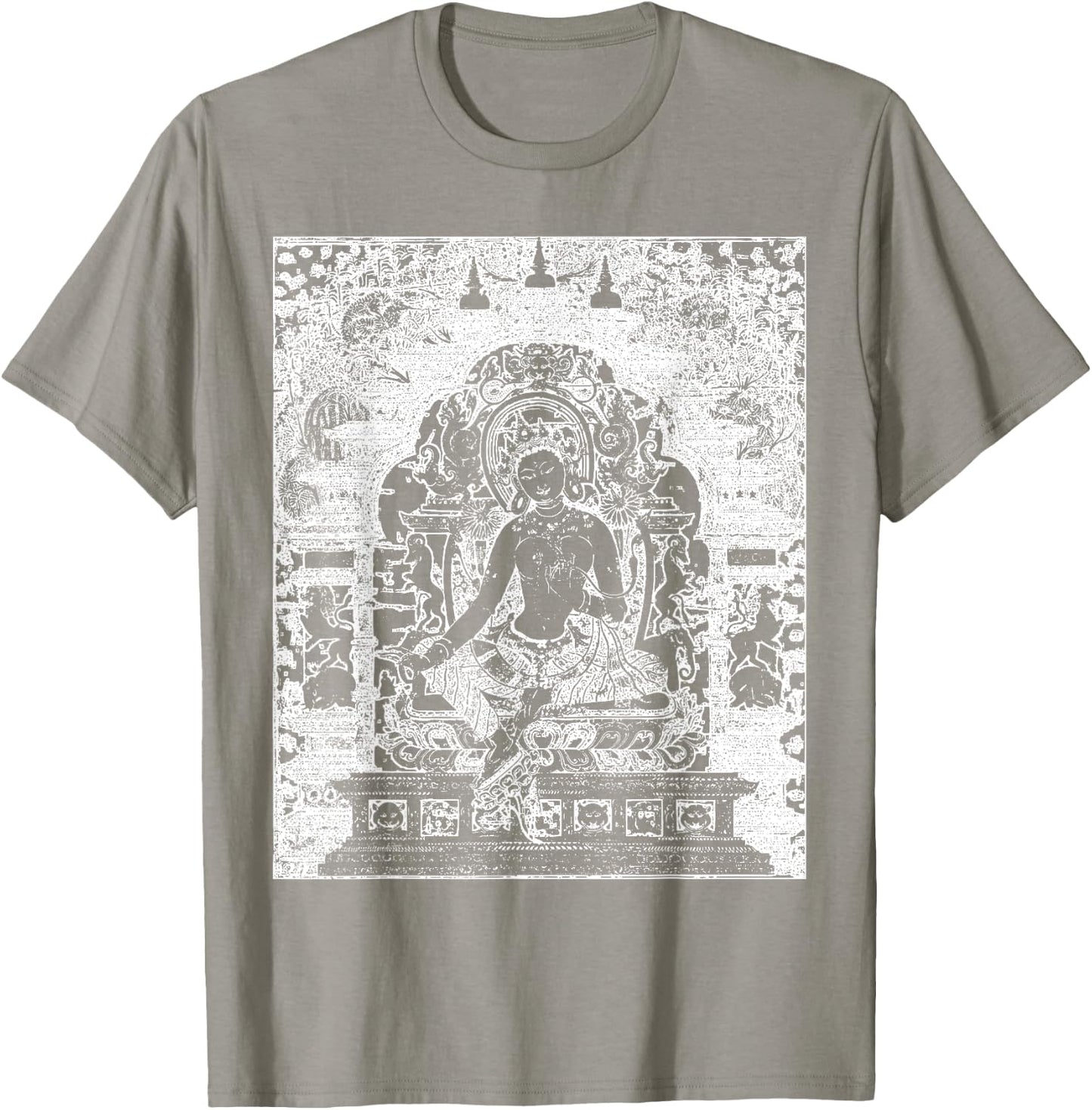 Green Tara Mantra Buddha Tibetan Vajrayana Buddhism T-Shirt - T-Shirt | Sand