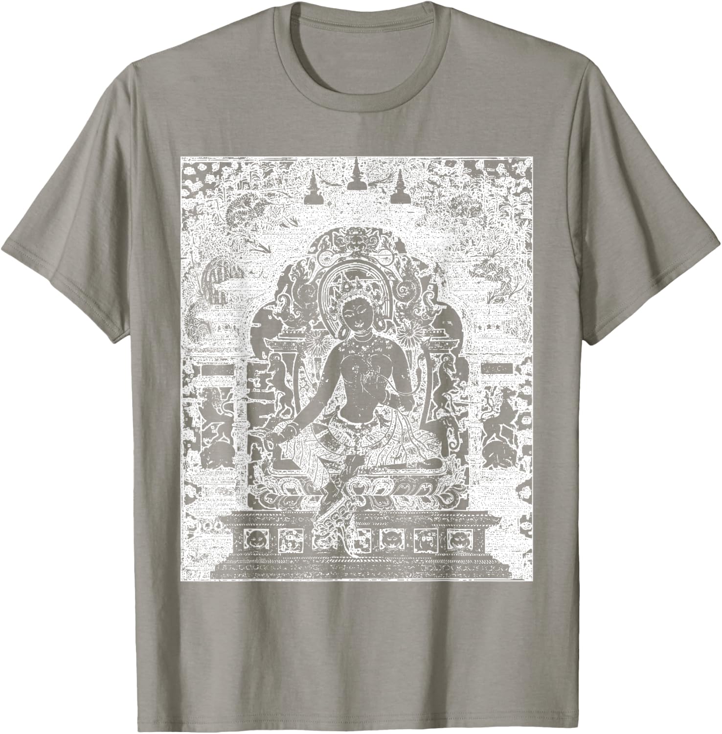 Green Tara Mantra Buddha Tibetan Vajrayana Buddhism T-Shirt - T-Shirt | Sand