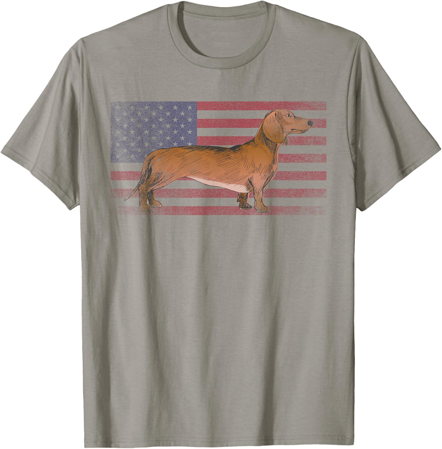 Dachshund Dog 4th of July American Flag America Patriotic T-Shirt - T-Shirt | Sand