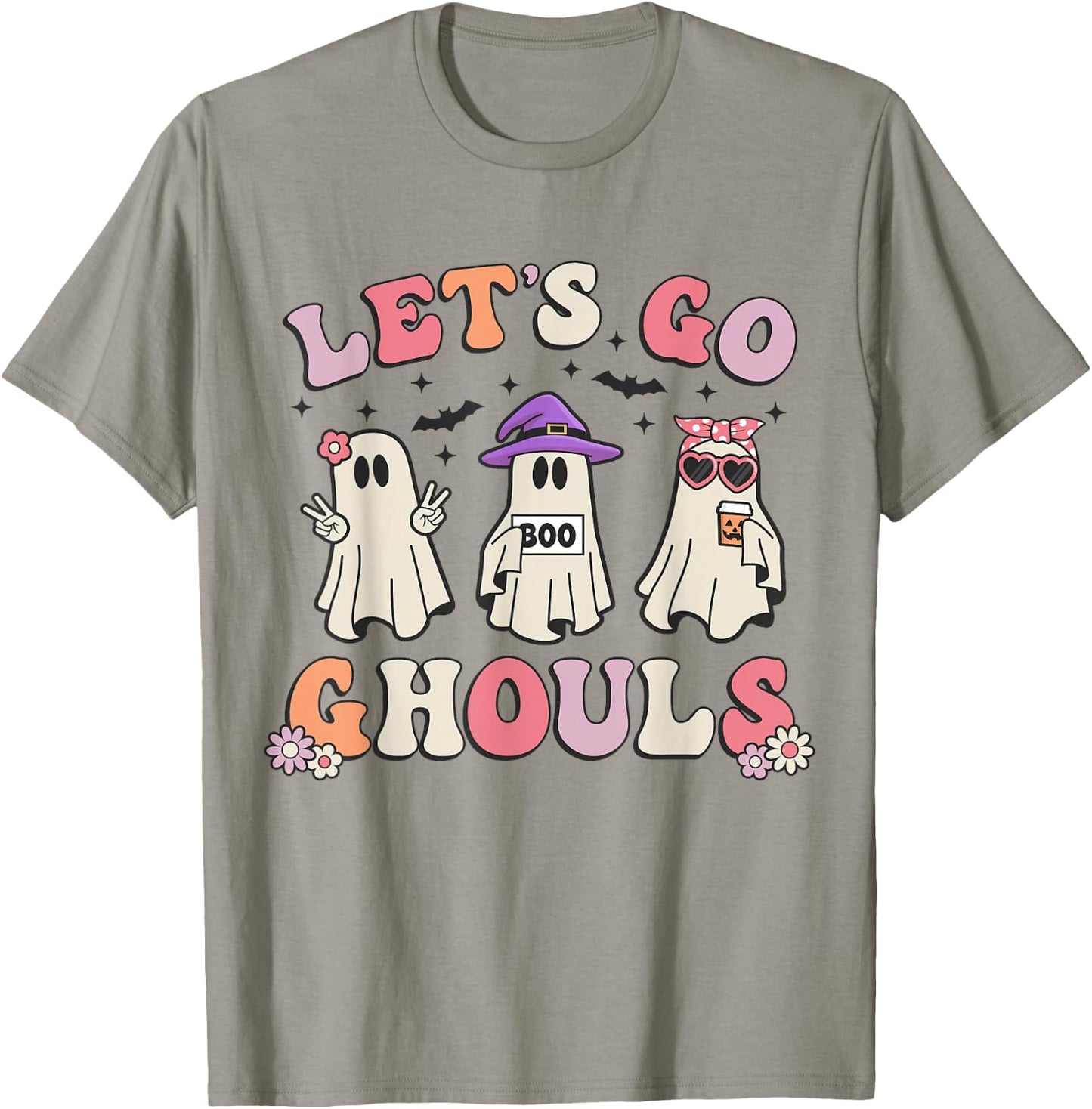 Lets Go Ghouls Retro Halloween Ghost Women Toddler Girl T-Shirt - T-Shirt | Sand