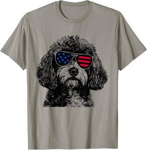 Cavapoo Dog 4th July America USA Flag T-Shirt - T-Shirt | Sand
