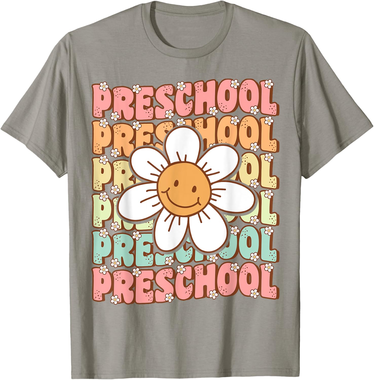 Groovy Preschool Cute Back To School First Day of Pre K T-Shirt - T-Shirt | Sand