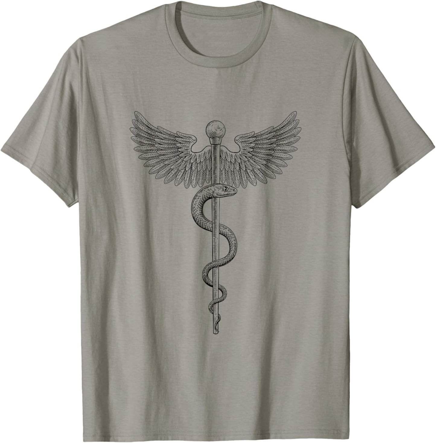 Rod of Asclepius Vintage Medical Doctor Snake T-Shirt - T-Shirt | Sand