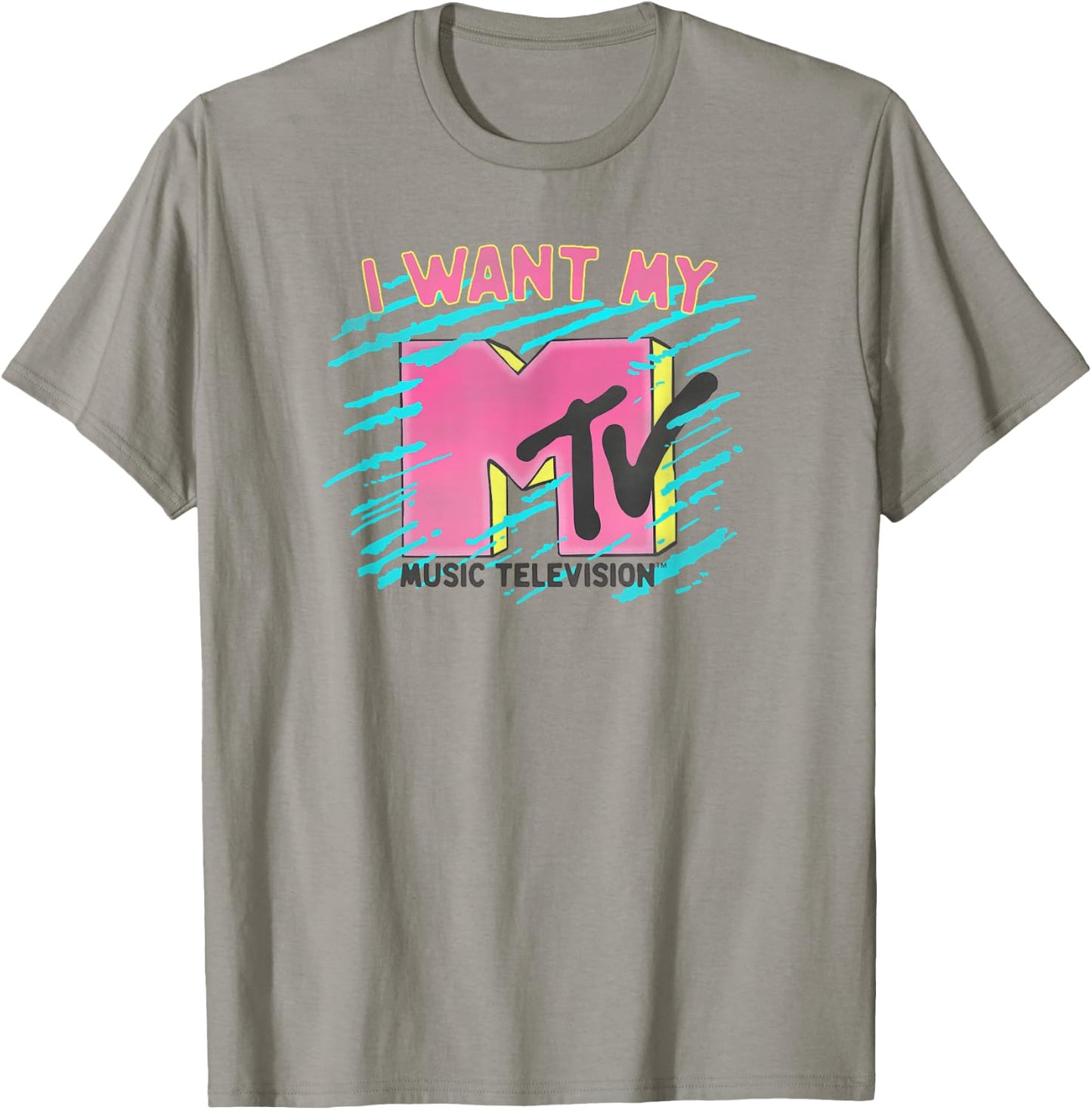 MTV Music Television I Want My MTV Neon Classic Logo T-Shirt - T-Shirt | Sand