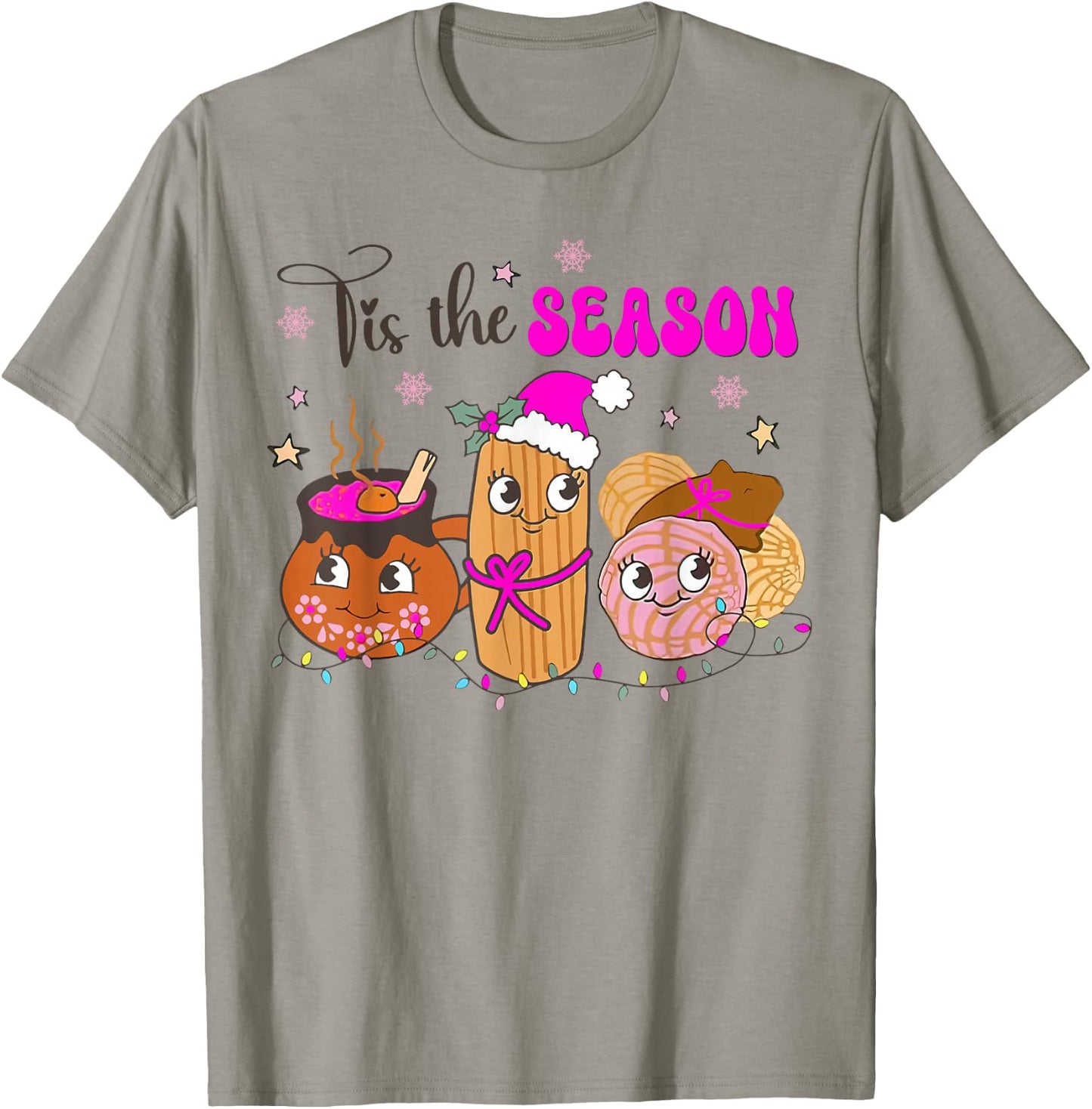 Tis The Season Conchas Cafecito Pan Dulce Mexican Christmas T-Shirt - T-Shirt | Sand