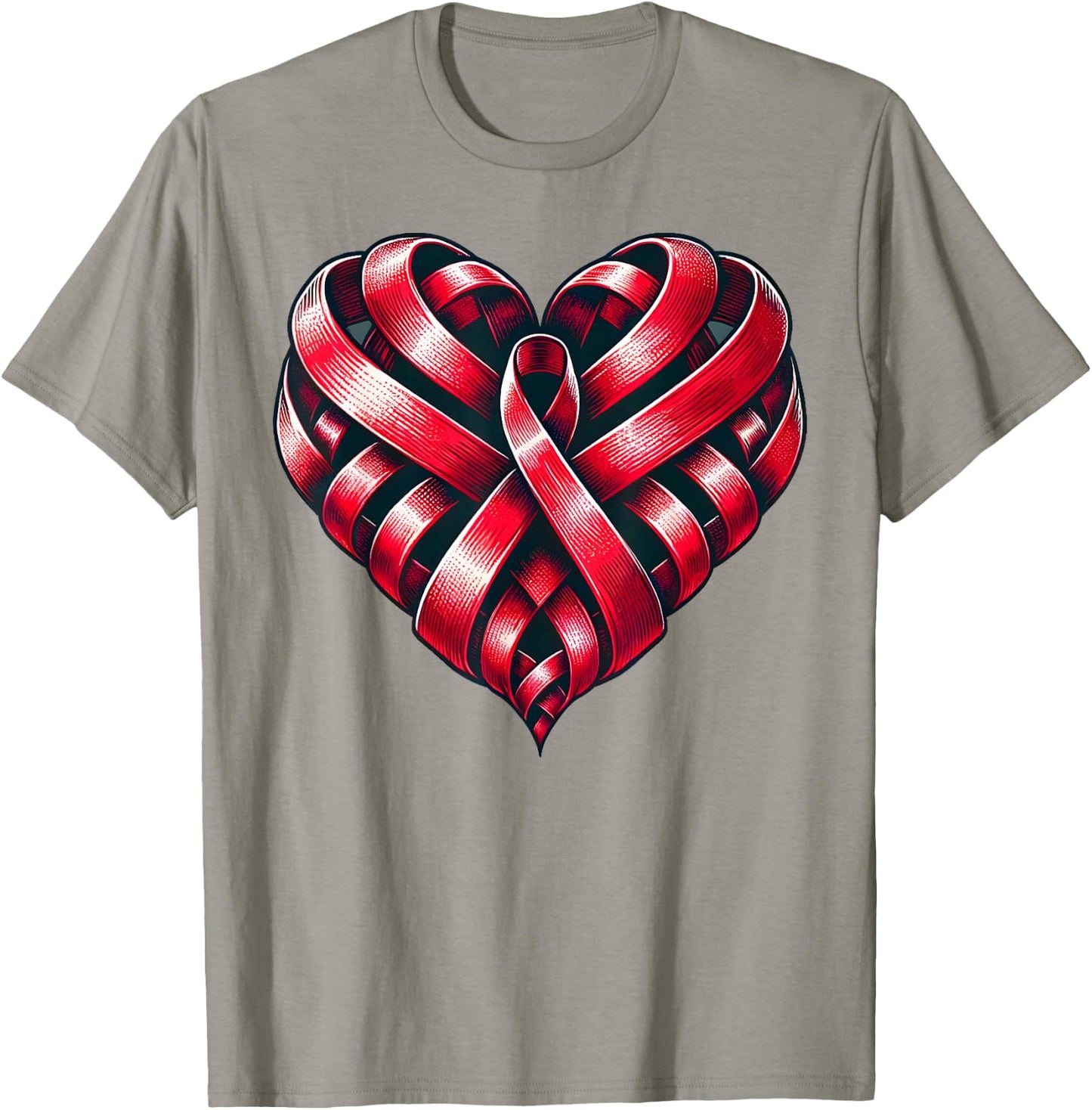 Red Ribbon Heart Unity World AIDS Day T-Shirt - T-Shirt | Sand