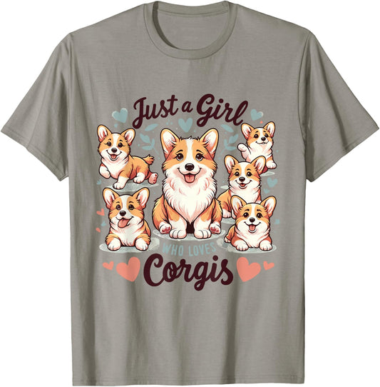 Just a Girl who Loves Corgis T-Shirt - T-Shirt | Sand