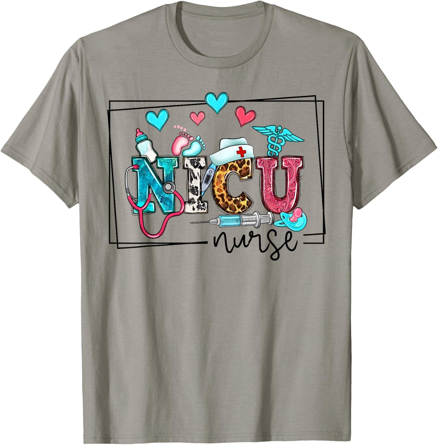NICU ICU Neonatal Intensive Care Unit Nursing Appreciation T-Shirt - T-Shirt | Sand