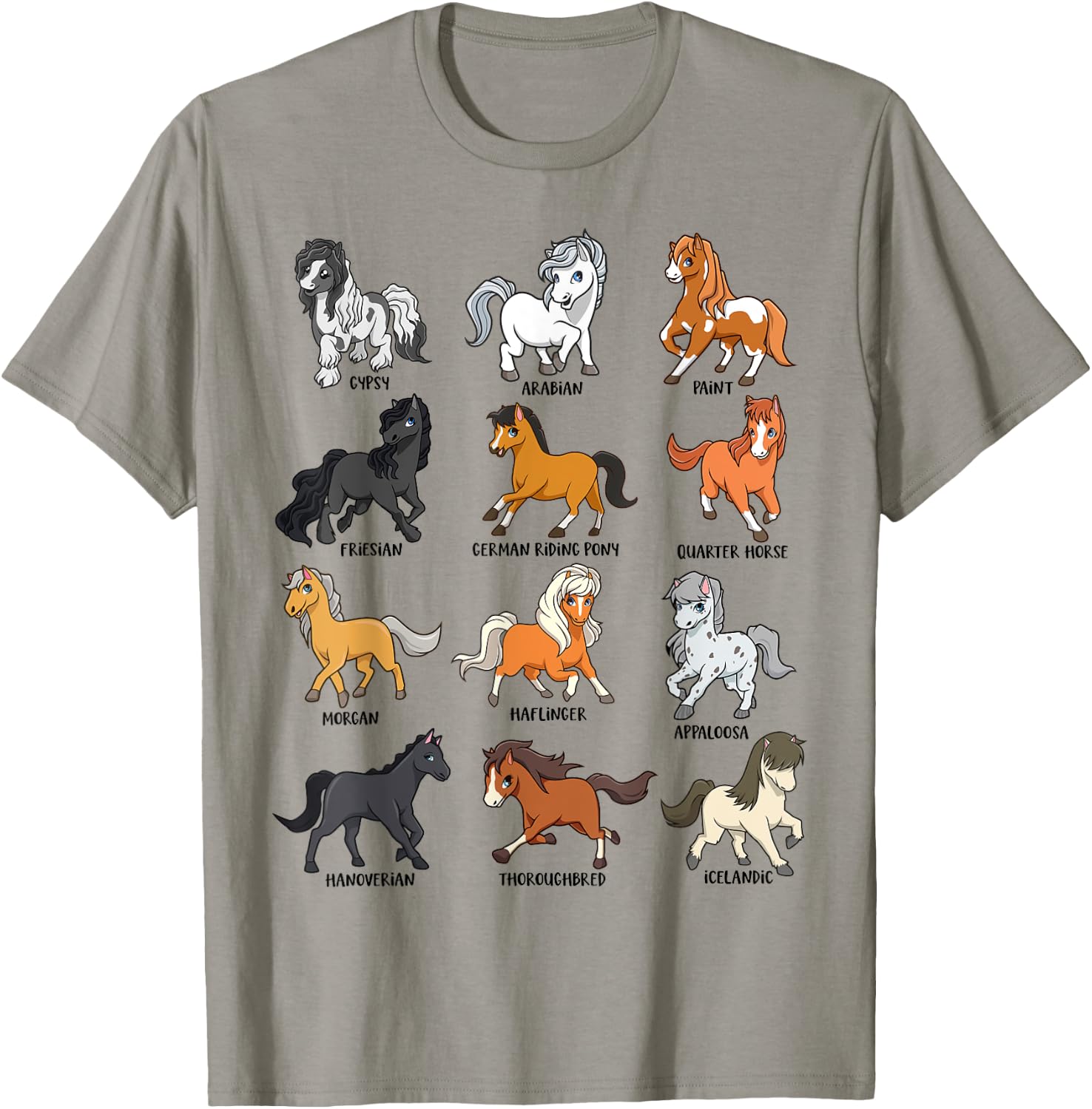 Horse lover - comic Kawaii horses T-Shirt - T-Shirt | Sand