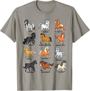 Horse lover - comic Kawaii horses T-Shirt - T-Shirt | Sand