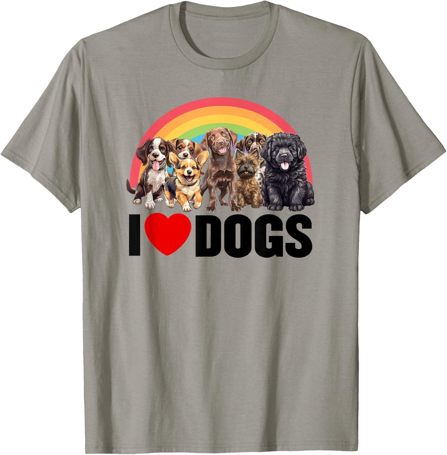 I Love Dogs Shirt, Cute Rainbow Shirt, Funny I Heart Dogs T-Shirt - T-Shirt | Sand