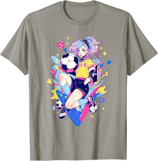 Soccer Girl in funny Pastel japan Anime Aesthetic japanese T-Shirt - T-Shirt | Sand