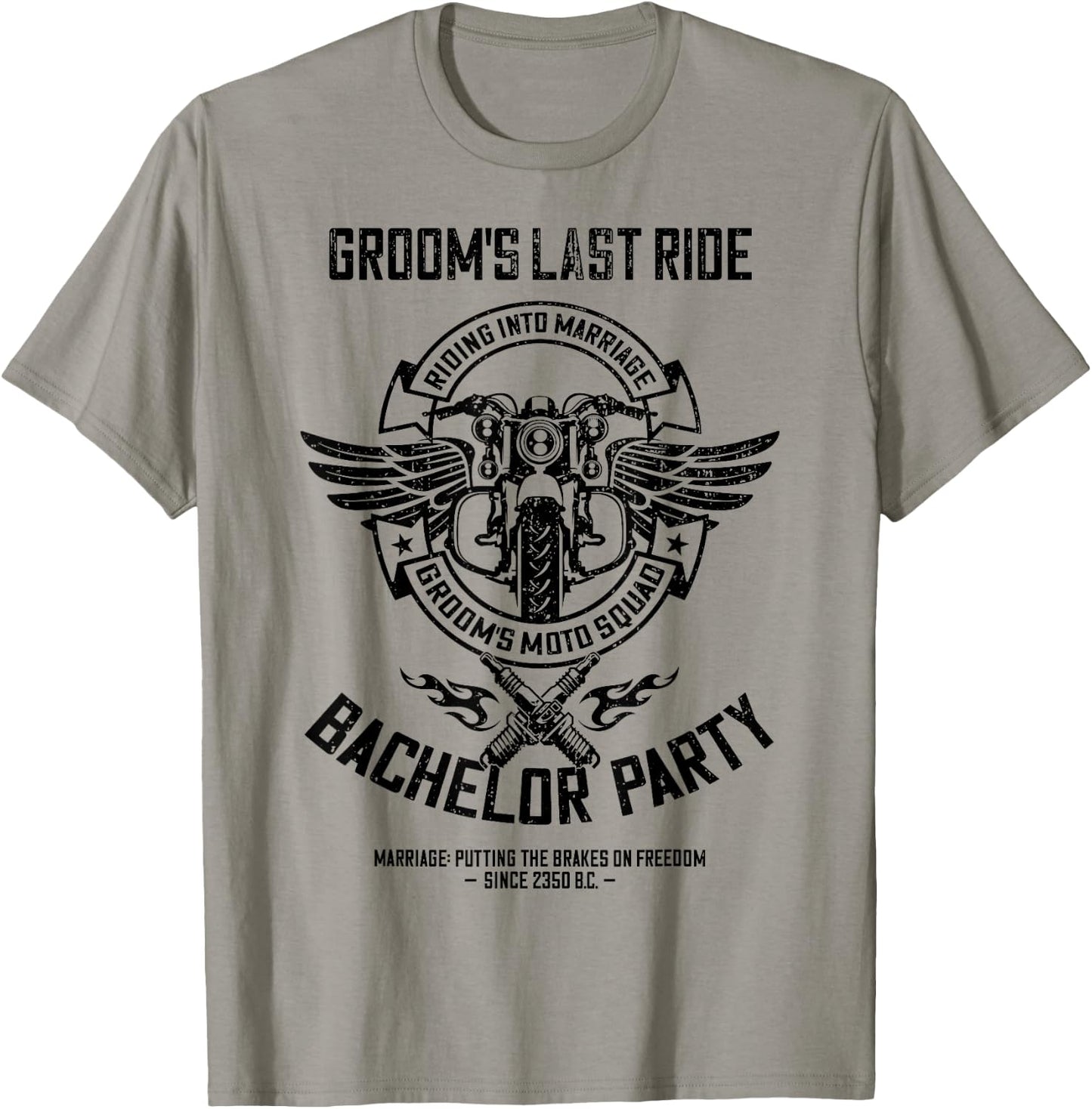 Groom's Last Ride, Retro Motorcycle Bachelor Party 2/2 Squad T-Shirt - T-Shirt | Sand