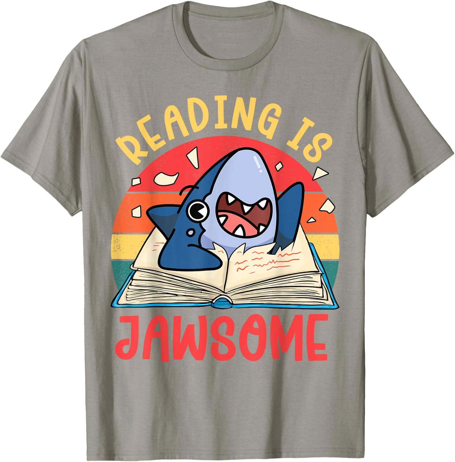 Reading Is Jawsome Shirt Shark Book Kids Boy Toddler Nerdy T-Shirt - T-Shirt | Sand