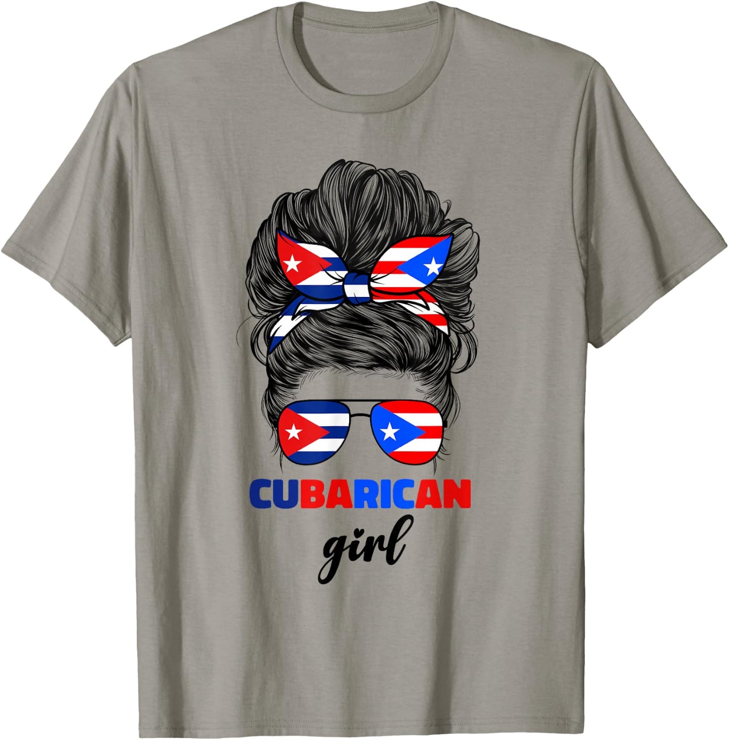 Half Cuban And Puerto Rican Rico Cuba Flag Cubarican Girl T-Shirt - T-Shirt | Sand