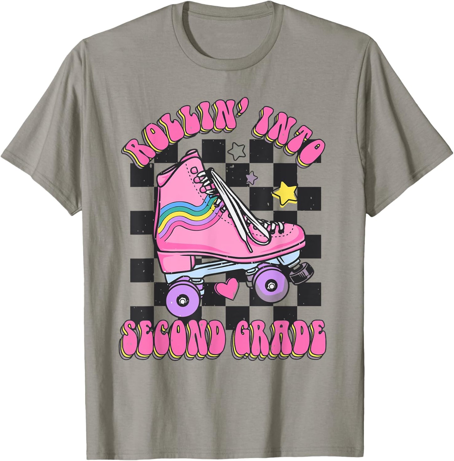 Kids Back To School Skating Rollin Into Second 2nd Grade T-Shirt - T-Shirt | Sand
