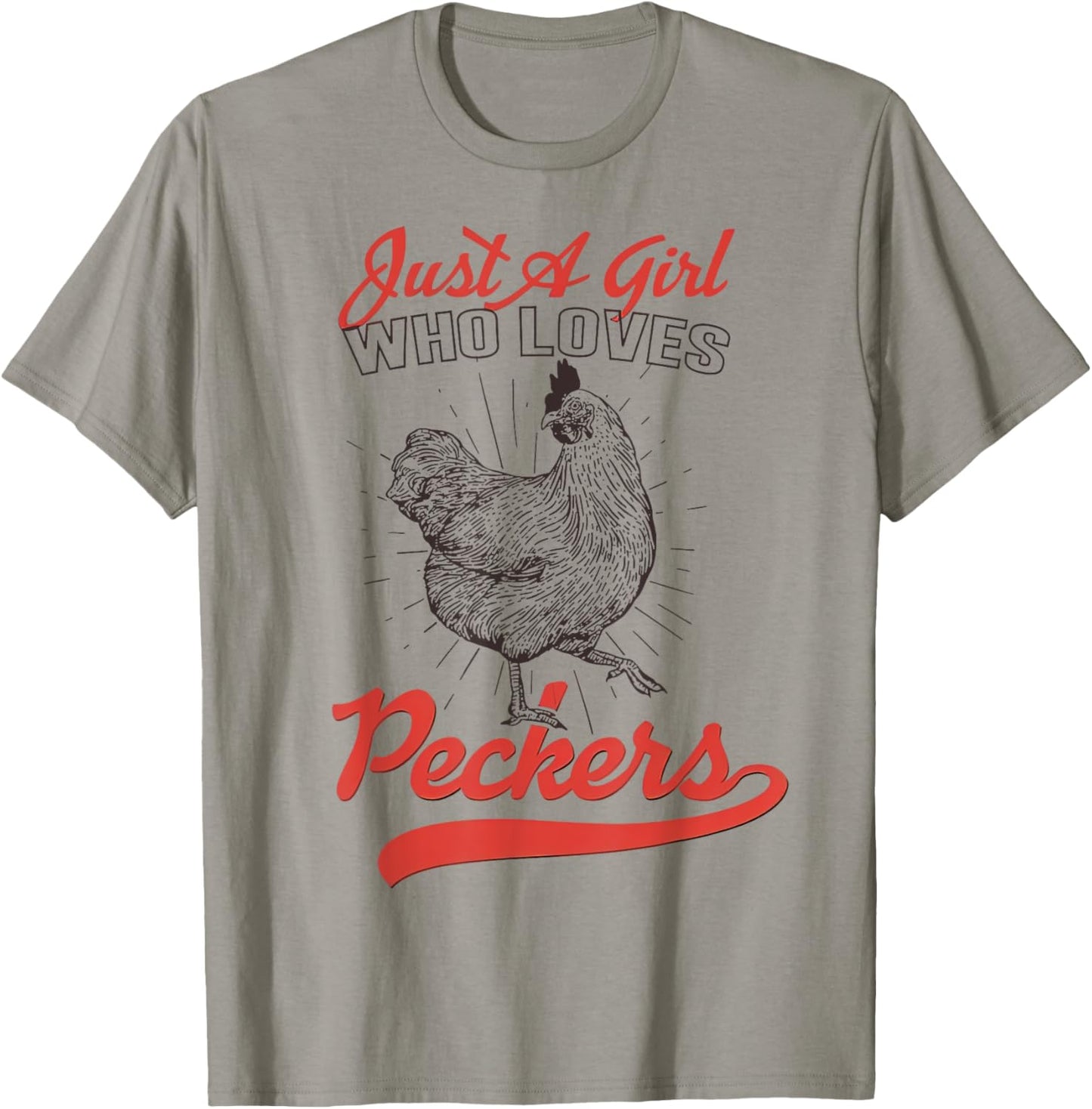 Just A Girl Who Loves Peckers Chicken Animal Lover Farm T-Shirt - T-Shirt | Sand